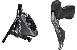 Shimano GRX ST-RX815 Di2 Drop-Bar Shifter/Hydraulic Brake Lever - 2 x 11-Speed, Left, w/ BR-RX810 Flat Mount Caliper, Pre-Bled, 1000mm Hose