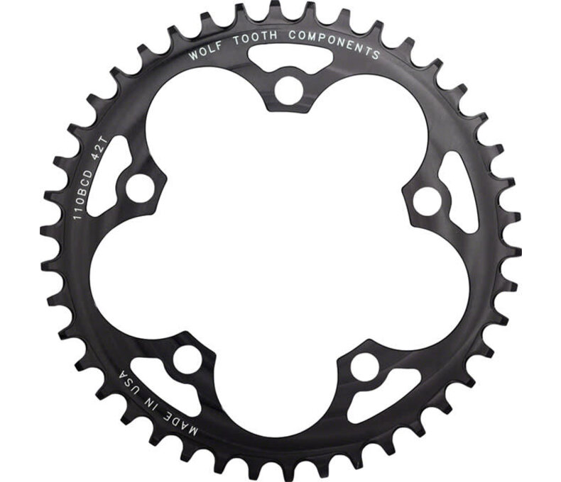 Wolf Tooth 110 BCD Cyclocross and Road Chainring - 42t, 110 BCD, 5-Bolt, Drop-Stop, Black