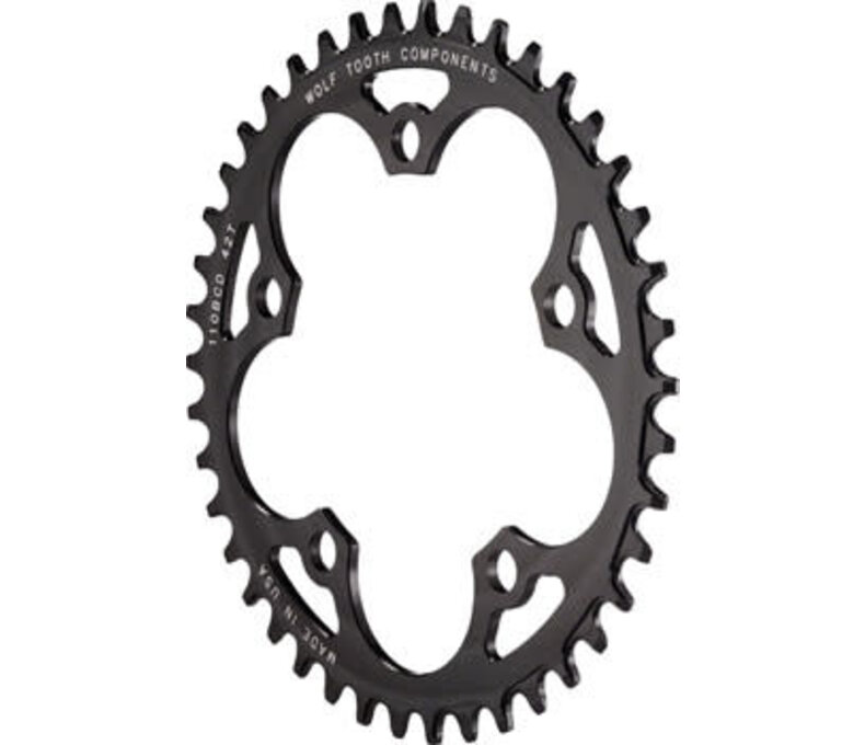 Wolf Tooth 110 BCD Cyclocross and Road Chainring - 42t, 110 BCD, 5-Bolt, Drop-Stop, Black