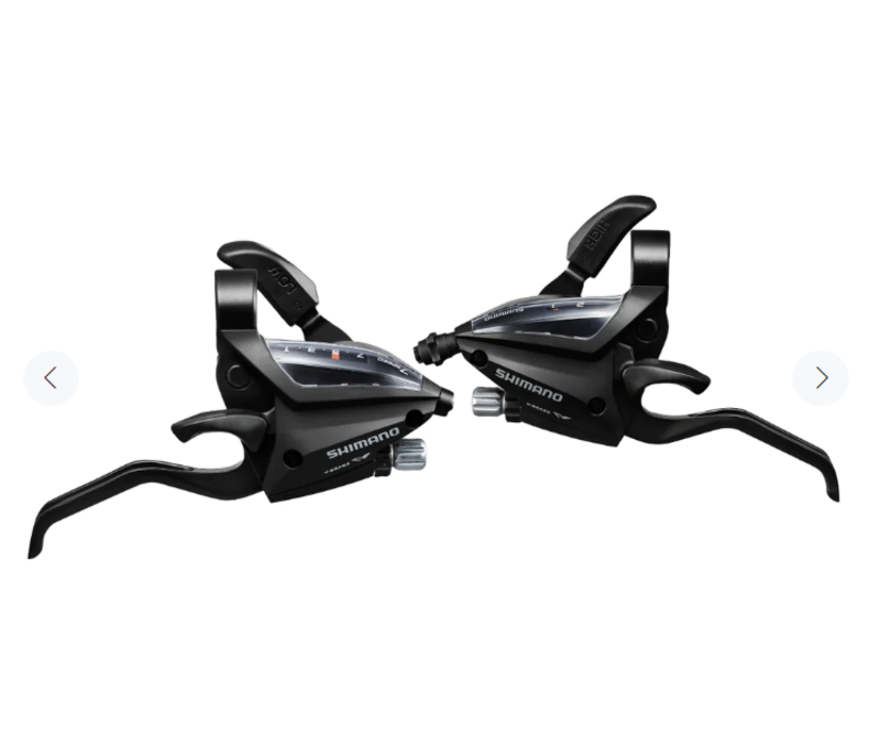 SHIFT/BRAKE LEVER SET, ST-EF500-2A, 2X8SPEED, EZ-FIRE PLUS, 2F-ALLOY, FOR V-BRAKE, STD SL (SP41) & BL CBL (BLACK), BLACK