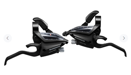 SHIFT/BRAKE LEVER SET, ST-EF500-2A, 2X8SPEED, EZ-FIRE PLUS, 2F-ALLOY, FOR V-BRAKE, STD SL (SP41) & BL CBL (BLACK), BLACK